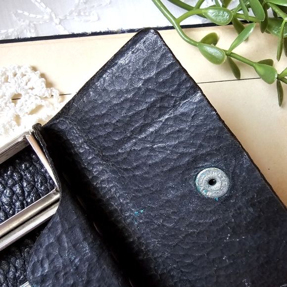 Antique Drexel Coin Purse Black Leather Spring-Loaded Metal Coin Sorter 1930s - Picture 5 of 14